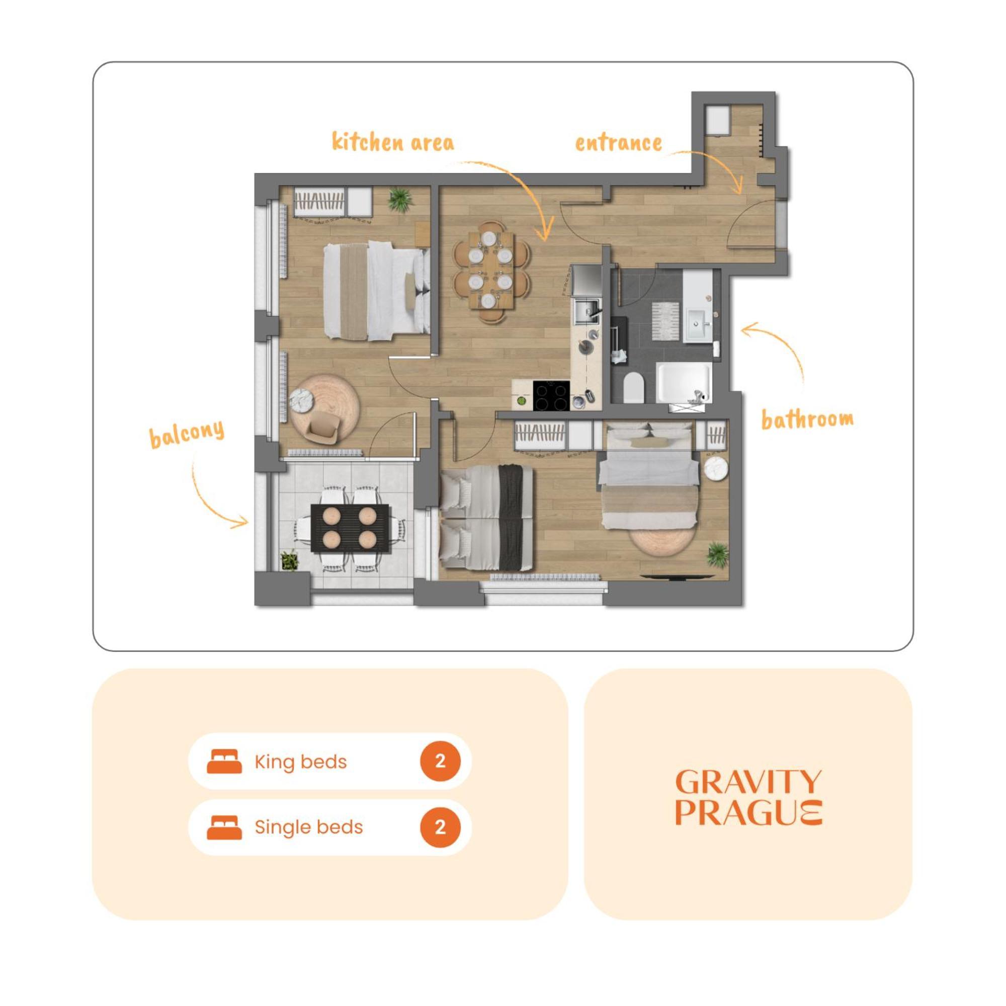 Bright 2Br - 4Th Floor, Balcony, Free Parking By Gravity Prague Apartment Luaran gambar